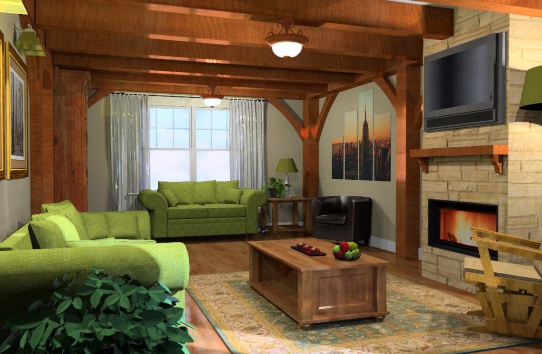 Windsor living room with fireplace