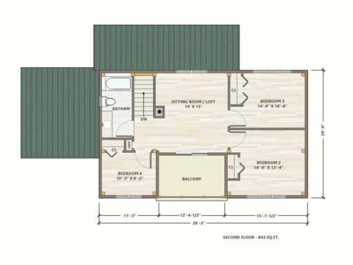 The 2-Story, 4-Bedroom Shed House Plans - 2107 sq. ft. - Image 4